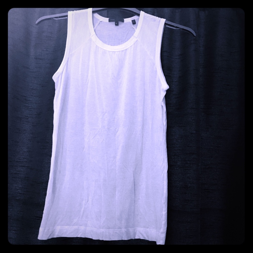 VINCE SUPER SOFT RIBBED NECK SLEEVELESS T-SHIRT